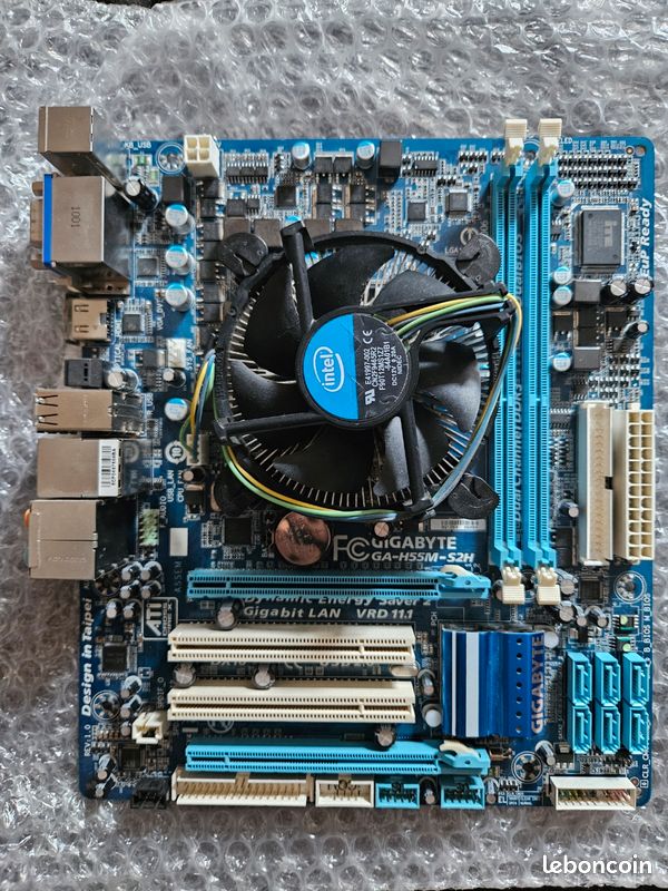 Carte Mère Gigabyte GA-H55M-S2H + Processeur + Ventirad - Pour pièces ou à tester (image 1)