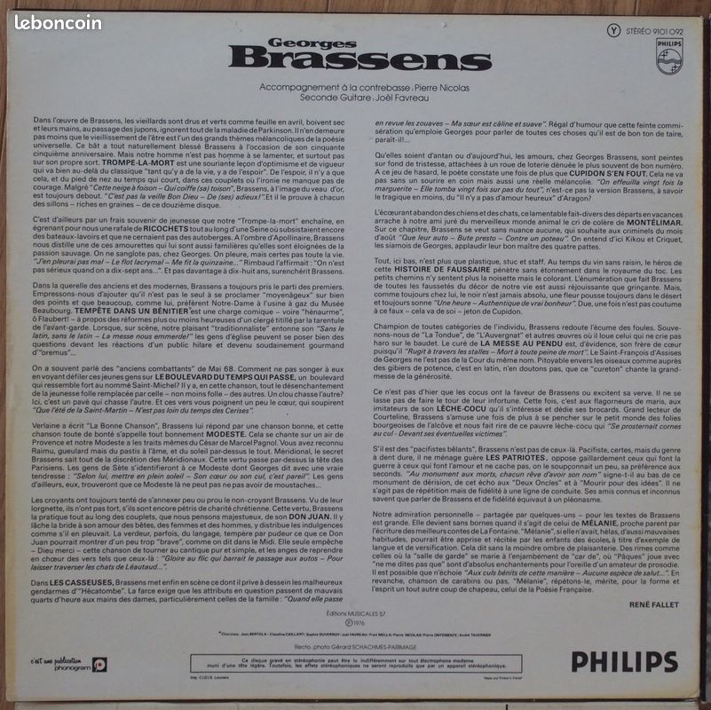 Vinyle disque 33 tours Georges Brassens (image 3)