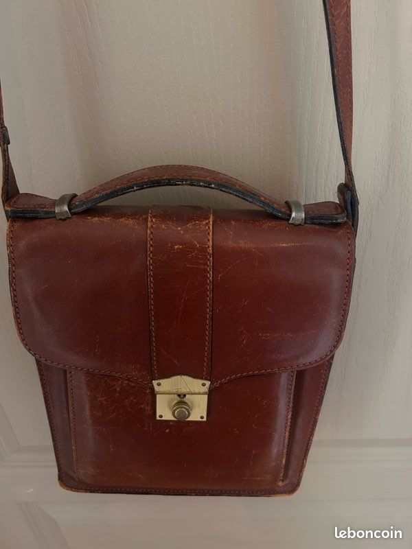 Sac Shopping Vintage Henry & Martin's En Cuir - Marron - Taille Large - Occasion - Porté épaule/main