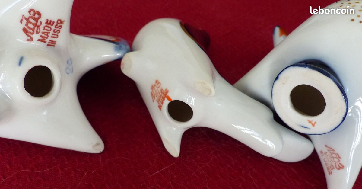 SALT & PEPPER Shakers Vintage Lfz Lomonosov Figurine Urss Porcelaine / Coq + Coq EUR 43,10