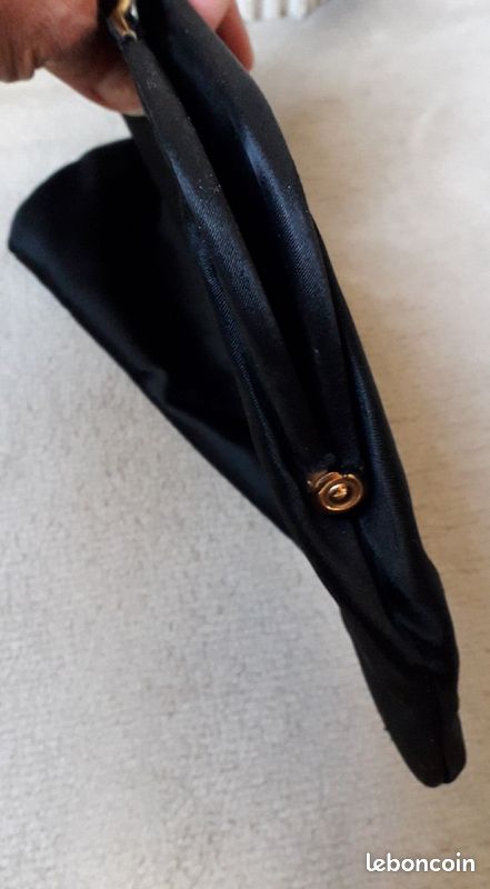 Pochette soir satin noir vintage 1950 /1960 (image 4)
