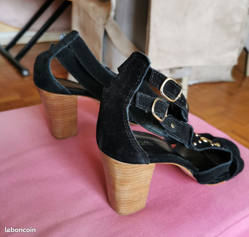 ERAM Escarpins ouverts Cuir Noirs 2 brides Taille 41 (image 12)