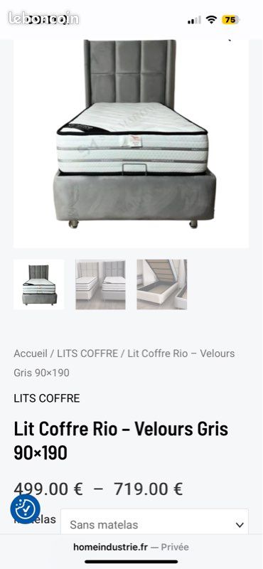 Lit coffre 90x190 (image 1)