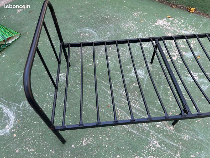 Lit une place fer noir 90cm (image 3)