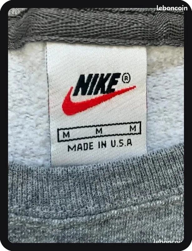 Sweat Nike Rework Gris Noir – Taille M Homme Unisexe Y2K