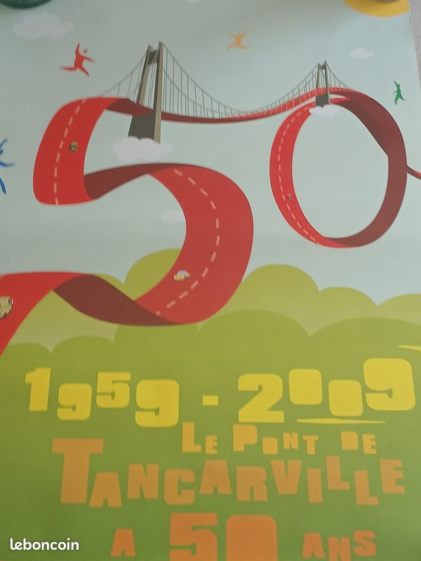 2 affiches 50 ans du pont de tancarville PLUS grand plan projet du pont de honfleur 120 PAR 80 CM (image 1)