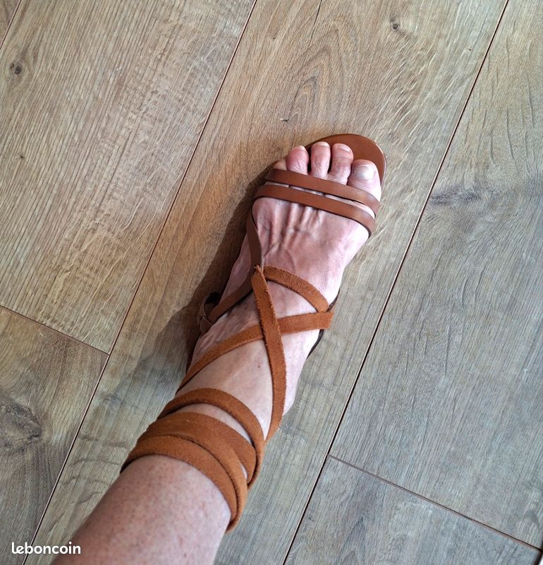 Sandales cuir cognac à lanières 38 Massimo Dutti (image 5)