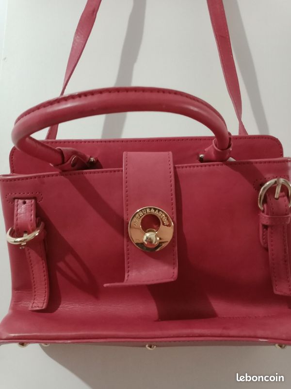 Sac a bandoulière pour femme en cuir vachette de couleur rose (image 3)
