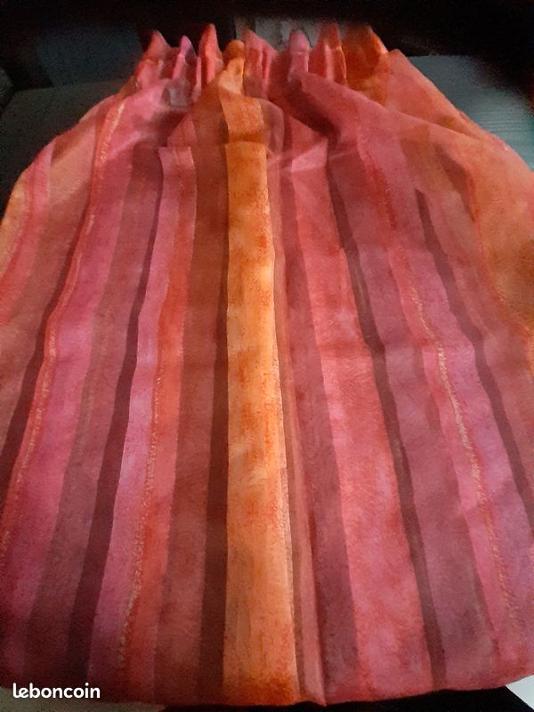 3 Rideaux rayés rose orange (image 1)