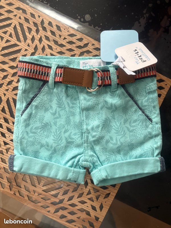 Short enfant avec ceinture neuf taille 6 mois Mes petits cailloux (image 1)