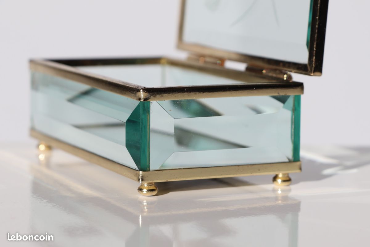 COFFRET BOÎTE ANCIENNE bijoux verre biseauté Audresselles, Jewellery