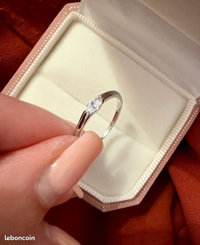 Bague Femme En Argent 925 Rhodié Avec Zirconium - Taille 54 - Neuf Avec étiquettes