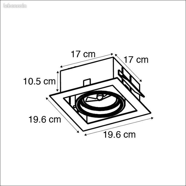 2 Spot à encastrer carré en aluminium réglable à 1 lumière (image 3)
