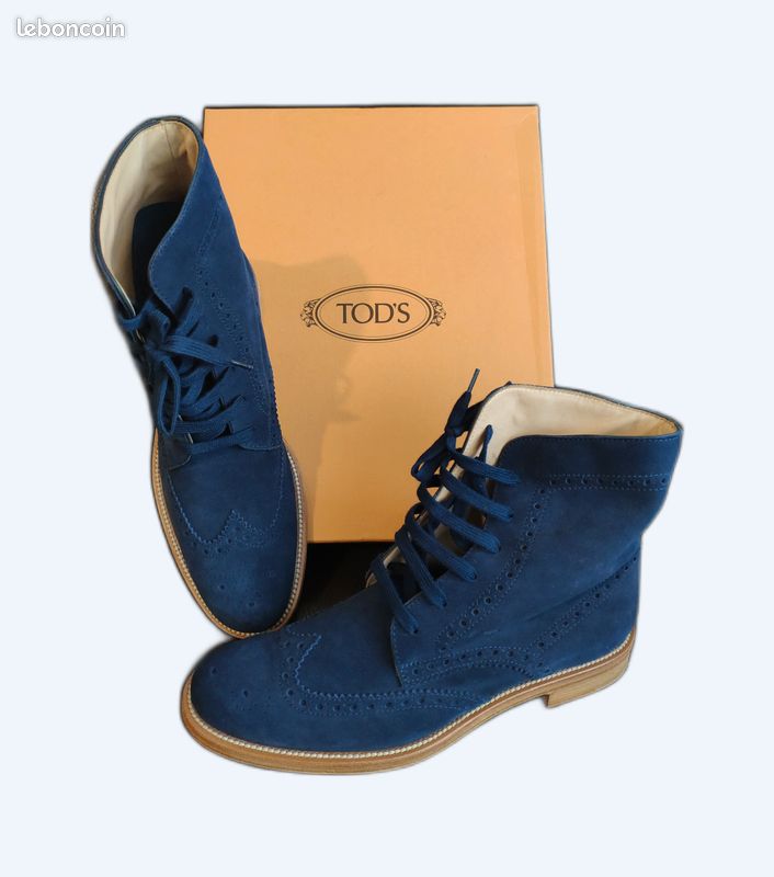Bottines KHRIO En Cuir Véritable - Couleur Bleu/gris/argent - Taille 38 - Quasi Neuves