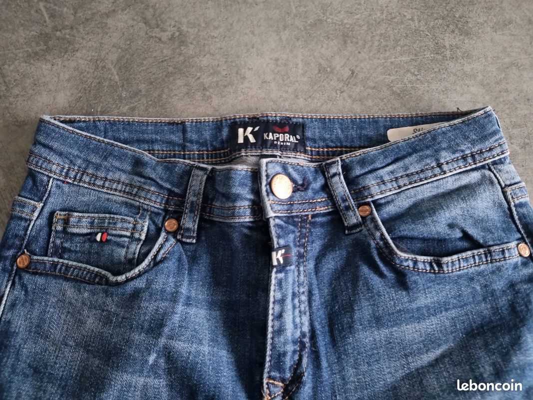 Jean Slim Kaporal Taille 26/36 Pour Femme - Coupe Boyfriend - Bleu - Occasion Très Bon état