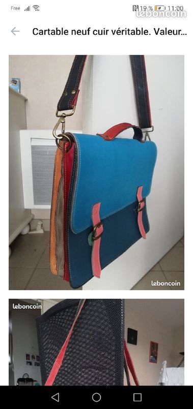 Cartable. Sacoche cuir véritable état neuf. Valeur 89 euros (image 1)