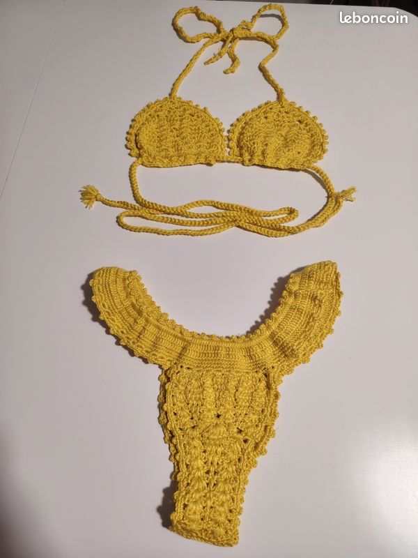 Bikini crochet jaune (image 3)