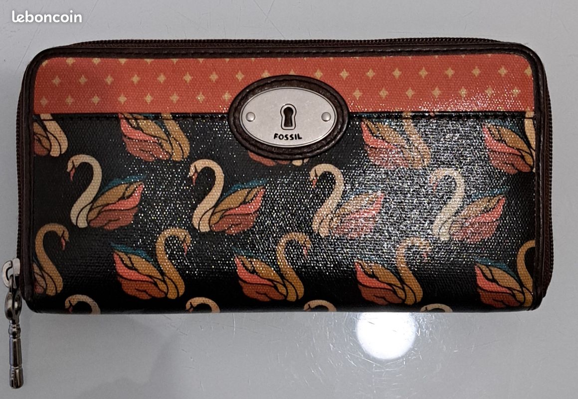 Portefeuille/porte-monnaie FOSSIL En Cuir Vintage - Marron - Occasion Très Bon état