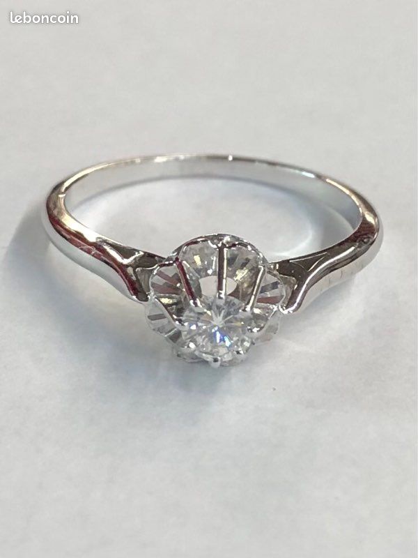 Bague solitaire vintage or diamant (image 1)