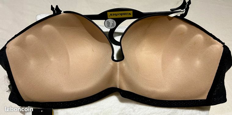 Soutien-gorge Wonderbra Push-up 85A Noir - Effet Nipple, En Viscose/filet - Neuf Sans étiquettes