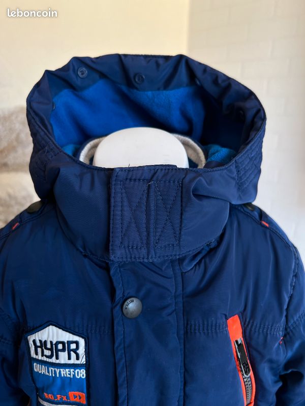 Manteau Garçon M&S 3-4 Ans - Bleu Marine - Capuche Fourrure - 104 Cm