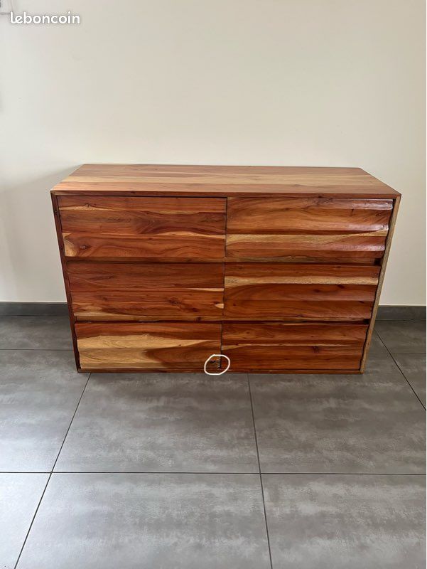 Meuble 6 tiroirs en bois massif acacia (image 7)