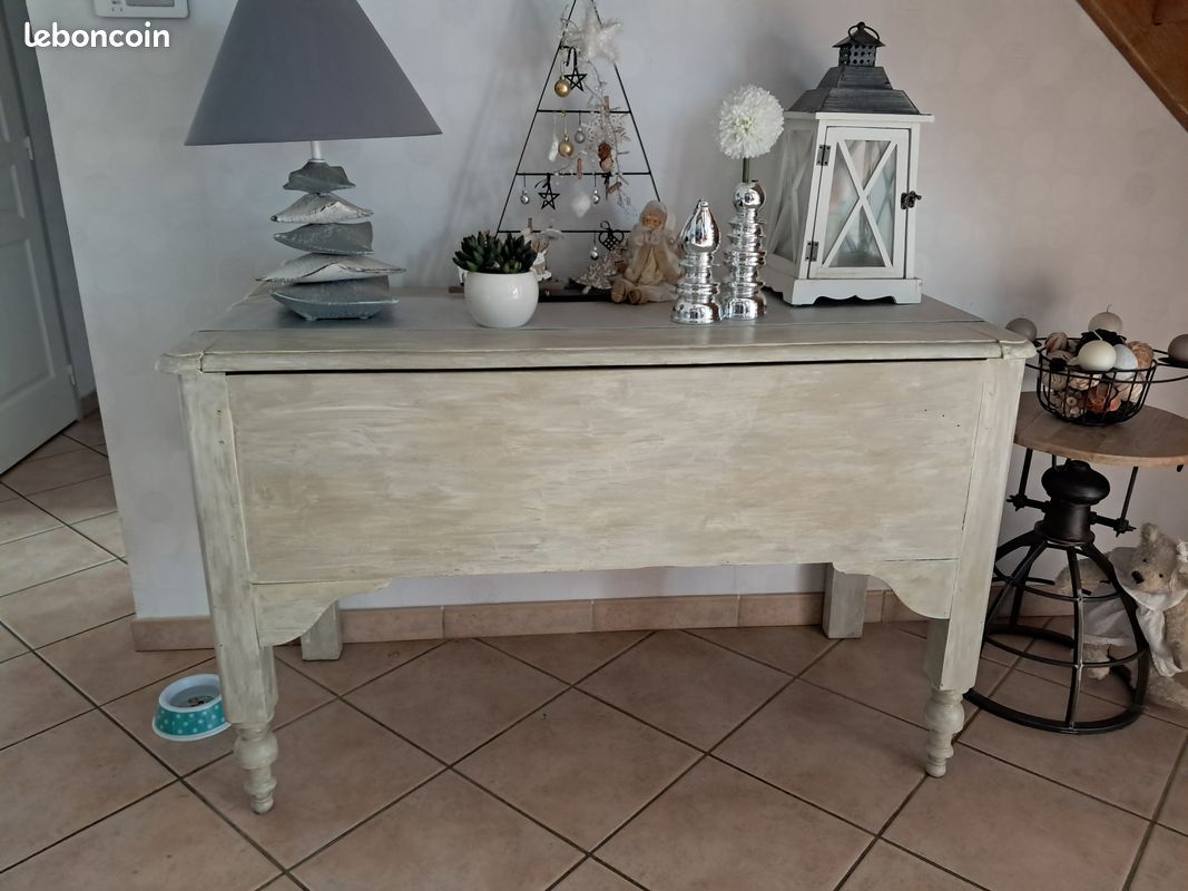 Maie cérusée gris blanc (image 1)