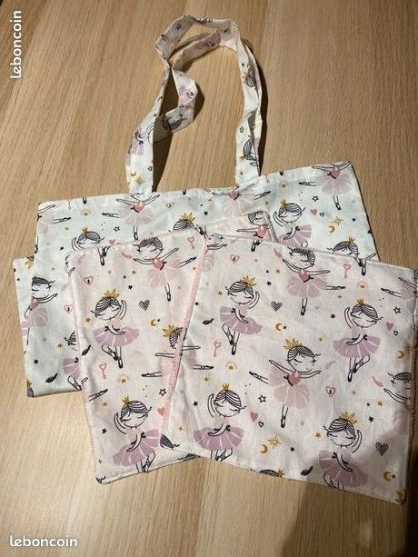 Ensemble sac bibliothèque + 2 serviettes fait main (image 7)