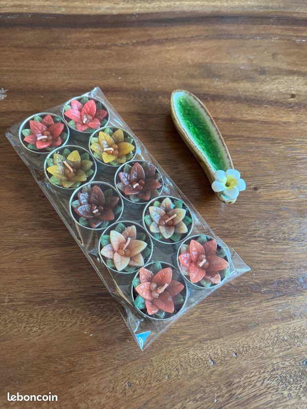 Joli ensemble bougie fleur et son porte-bougie en céramique (image 8)
