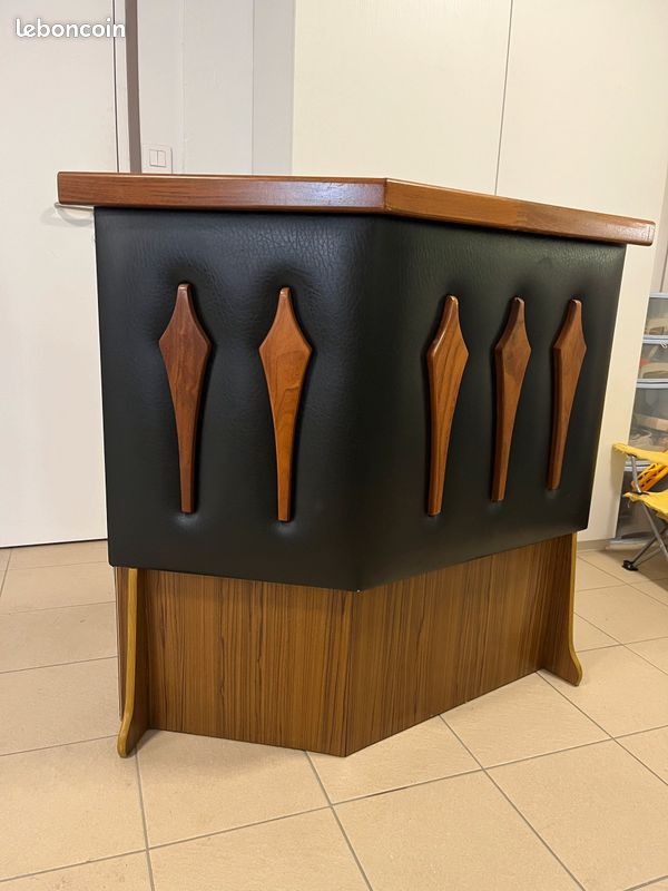Bar vintage en simili cuir, palissandre et formica - 1960 (image 3)