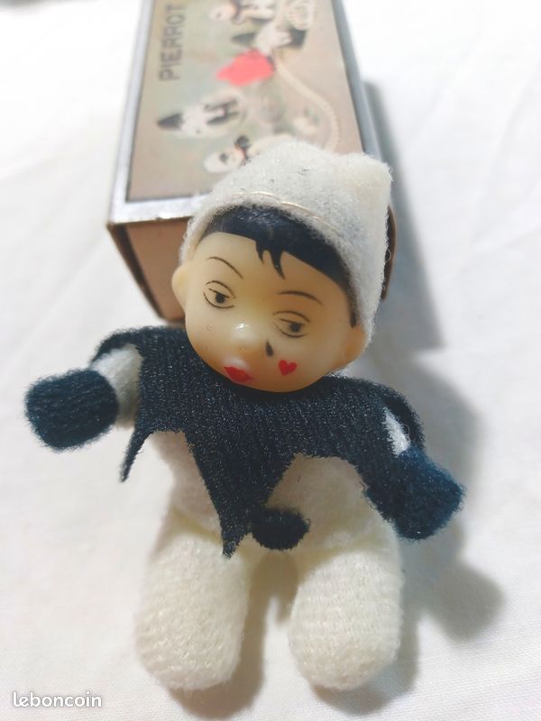 Poupée Pierrot Vintage En Plastique - 42 Cm, Rétro, Décoration Années 70-80