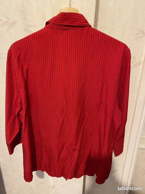 Chemise C&A taille 48 rouge rayé noir très bon état (image 3)