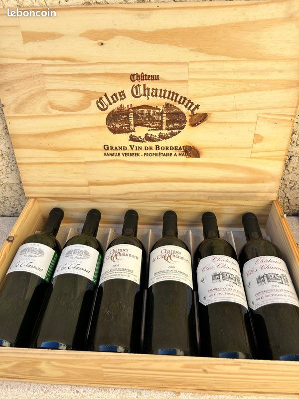 Coffret bois de 6 bouteilles château clos Chaumont Bordeaux (image 1)