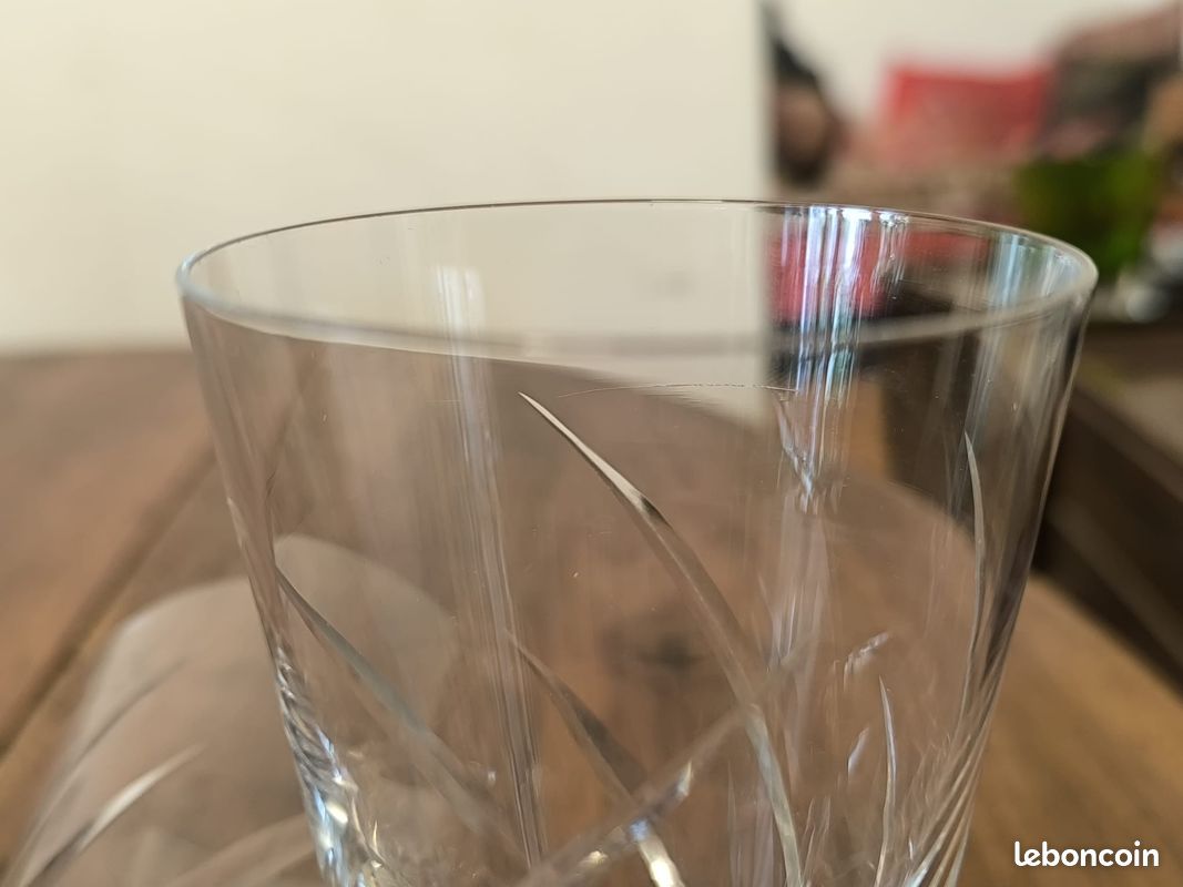2 verrres à vin anciens, en cristal soufflé bouche et taillé main (image 10)