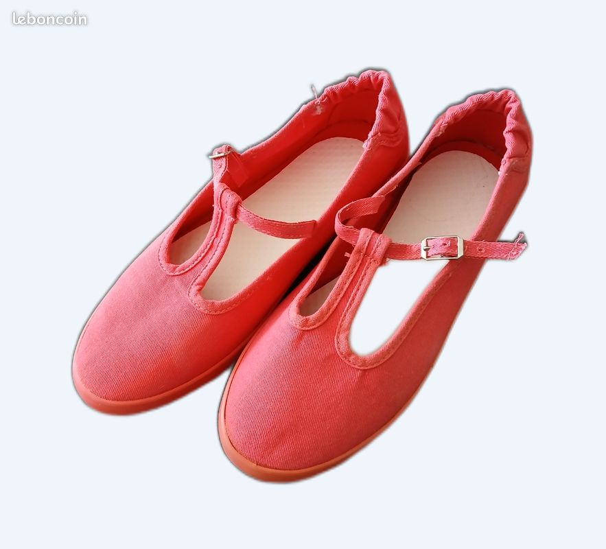 Ballerines babies tissu rose à bride 38 Chaussures