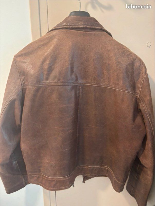 Blouson vintage Charles Le Golf – cuir de buffle – XXL – marron (image 2)