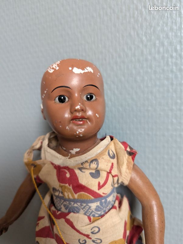 N°2 petite poupee tete porcelaine 22cm a restaurer jouet ancien collection decoration vitrine