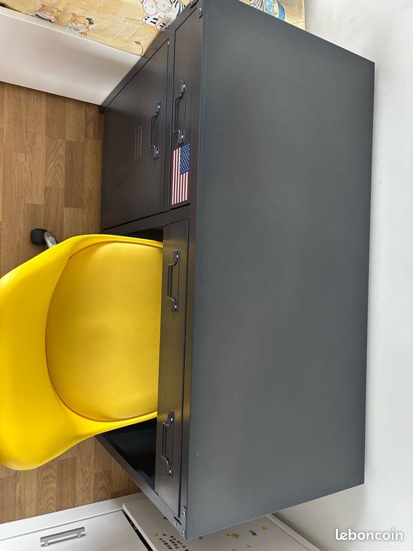 Bureau noir en métal complet avec chaise et caisson maison du monde (image 3)