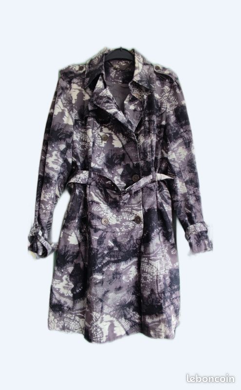 Veste Blanche Et Noire Jacqueline Riu Taille 42 En Coton - Occasion Très Bon état Vintage