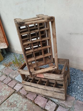 Casier à Bouteilles Ancien – Métal Zinc Et Bois – 8 Bouteilles – Porte-bouteilles Vintage Avec Poignée