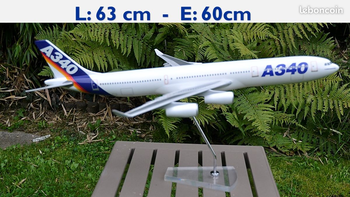 Maquette Airbus A340 20 Cm – Alliage Métal Avec Support, Avion Miniature De Collection