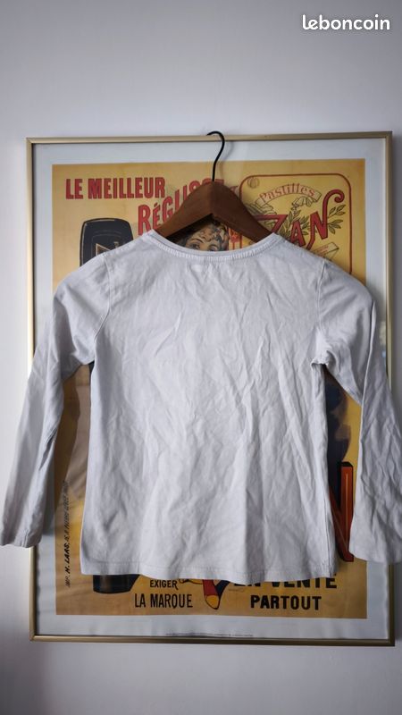 T-shirt Manches Longues Fille – Imprimé Paillettes, Col Rond, Polyester/élasthanne, Coloris Unis, Printemps/été