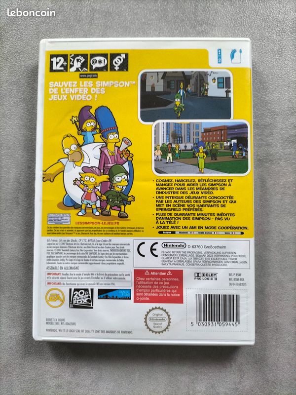 Les Simpson le Jeu Nintendo Wii complet pal fr avec notice action aventure (image 2)