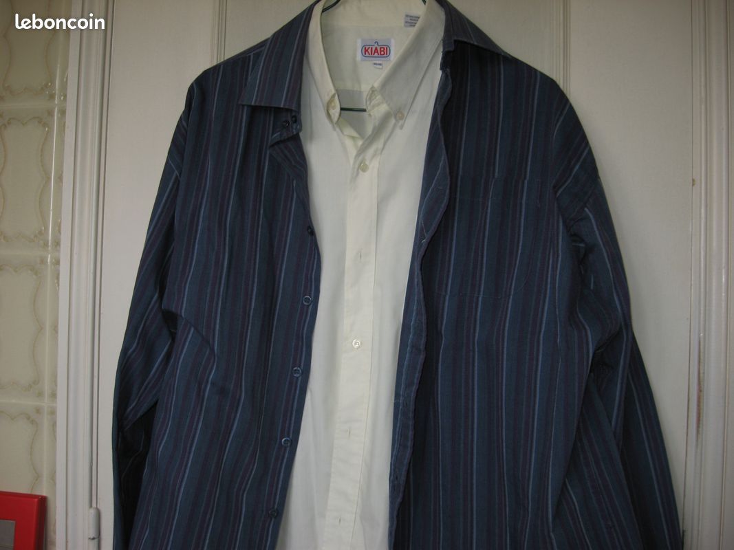 2 CHEMISES XL blanche et bleue rayee (image 1)