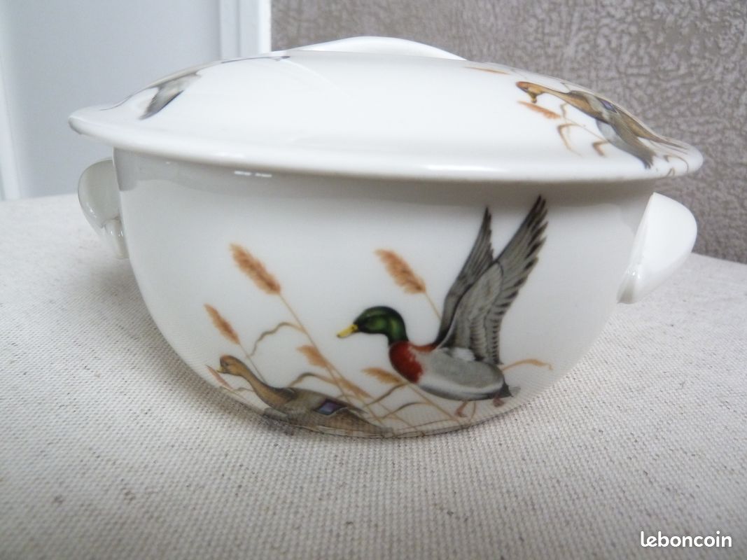 Joli sucrier décor couple de canards porte bonheur porcelaine de Paris (image 12)