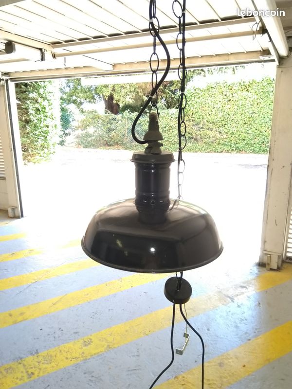Luminaire/Lampe suspension ancienne d'atelier vintage (image 2)
