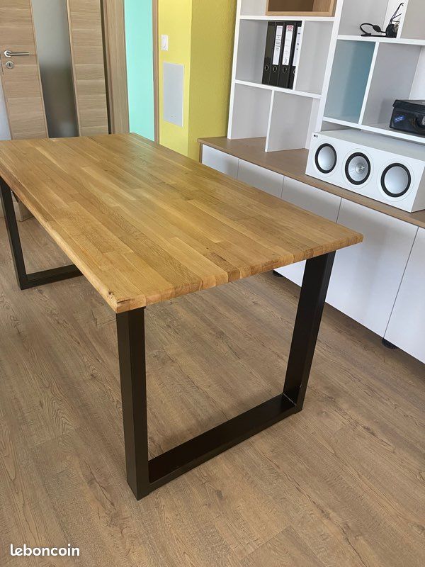 Bureau ou table salon bois clair et pieds alu noir très solide (image 2)