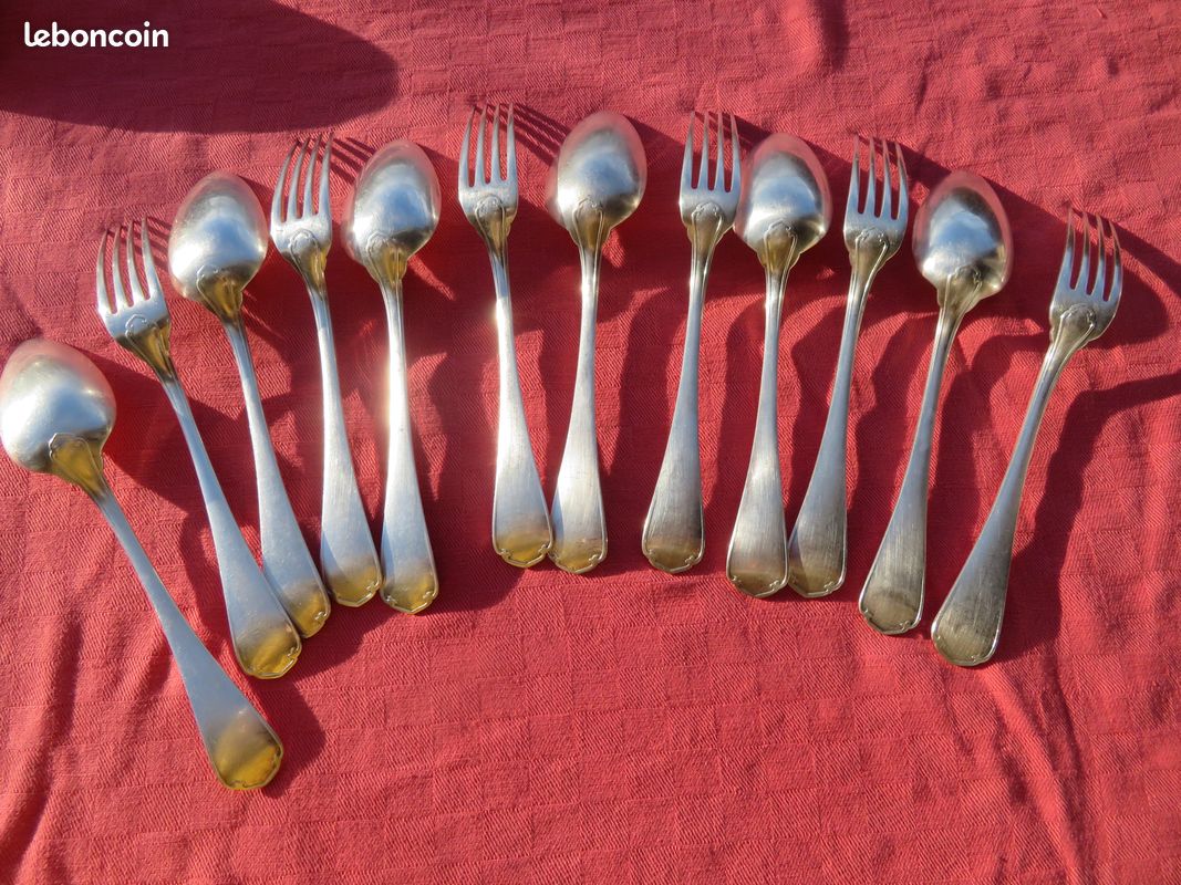 Ensemble De Couverts Christofle Japonais - 12 Fourchettes + 12 Cuillères, Argenté