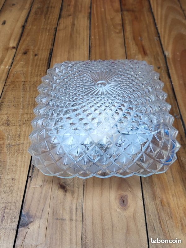 Plafonnier applique murale carré verre pointe de diamant deco retro vintage ancienne (image 1)