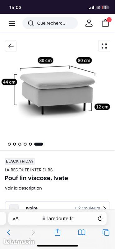 Pouf lin viscose Ivete la redoute (image 6)